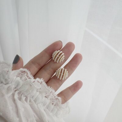 [S925銀針]小珍珠圓形耳釘耳環