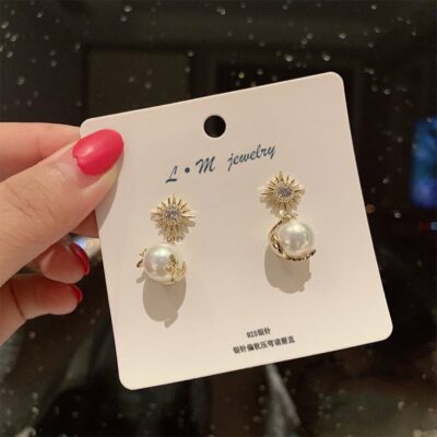 [925银针]小蜜蜂珍珠垂掛耳環