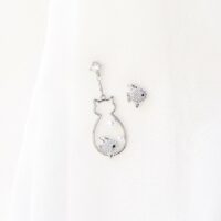[925銀針]趣味小魚猫耳環