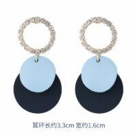 [925銀针]韓版時尚灰藍色系少女百搭耳環