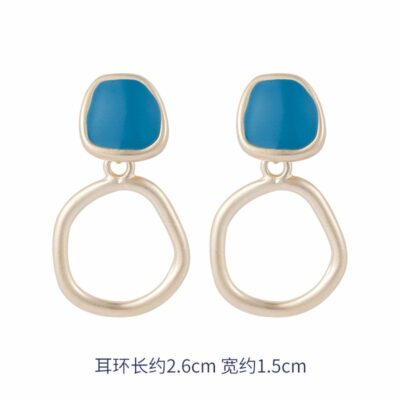 [925銀针]韓版時尚灰藍色系少女百搭耳環