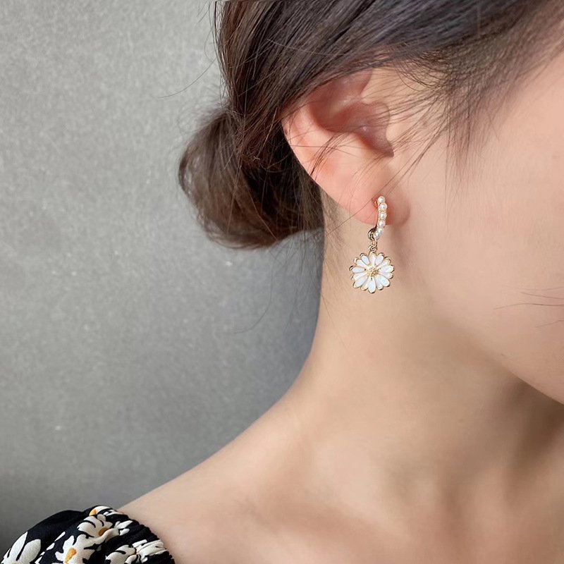 [925銀針]新款花朵珍珠耳環
