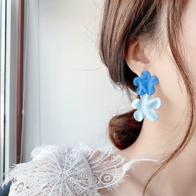 [925銀針]簡約藍色系百搭耳環