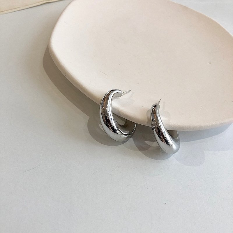 [925銀針]金屬珍珠韓式耳環