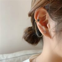[S925銀針]微鑲鋯石個性眼晴不對稱耳環耳夾骨