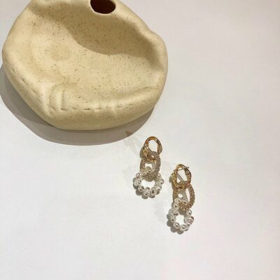 [925銀针]復古長款流蘇珍珠耳環