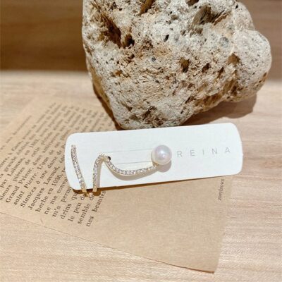 [925銀針]微鑲鋯石珍珠扭曲造型耳環耳釘