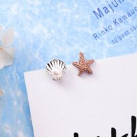[925銀針]螃蟹海星鑲鑚迷你耳釘
