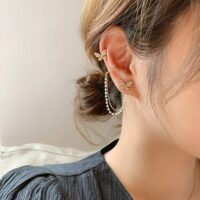 [925銀針]簡約氣質鏈條蝴蝶耳環耳夾