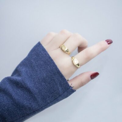 [925純銀]愛心米子黃金色戒指