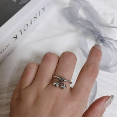 [925銀]小眾設計圓珠笑臉戒指