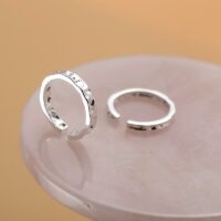[S925純銀]錫金箔不規則凹凸面紋開口指環
