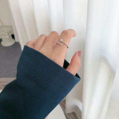 [925純銀]小眾設計開口釘子戒指