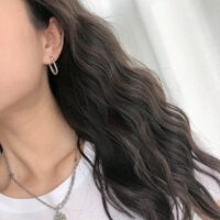 [925純銀]簡約橢圓U型耳環