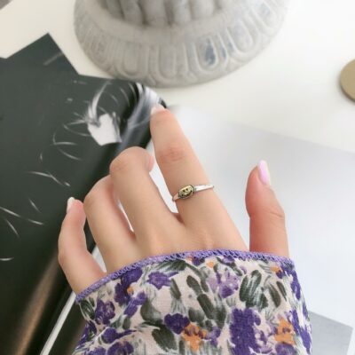 [s925]純銀]時尚開口笑臉戒指