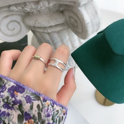 [s925]純銀]時尚開口笑臉戒指