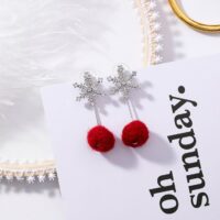[鋼針]聖誕節甜美雪花珍珠耳環