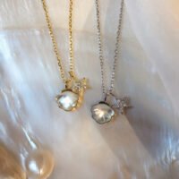 [925純銀]小眾設計貝殼海星項鏈 - 玫瑰金, 925銀