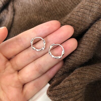 [925純銀] 簡約氣質麻花耳環