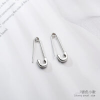 [925純銀]回形針別針耳環 - 小號銀色, 925銀