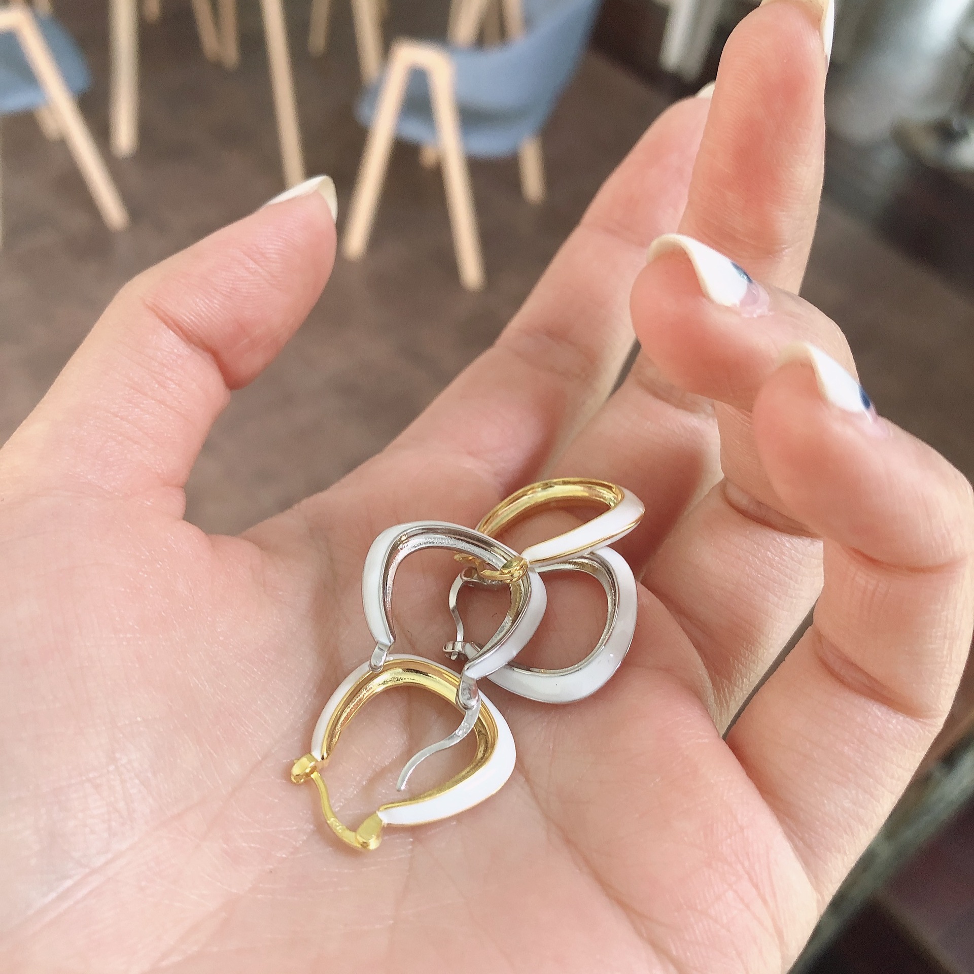 [925純銀]時尚復古琺瑯圓圈耳環