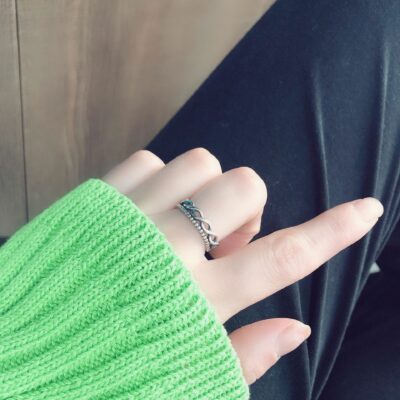 [925純銀]復古雙層麻花戒指指環女