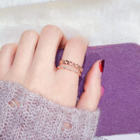 [銅+鋯石]個性滿鑽鋯石戒指 - 11#同心鏈開口戒指;開口可調節