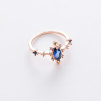 [銅]多款微鑲水晶鋯石戒指 - 2#12950B（藍色）, 均碼