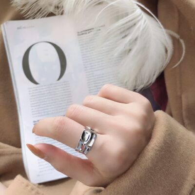 [s925純銀]凹凸不規則開口設計戒指指環