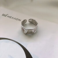 [925純銀]凹凸不規則開口設計戒指指環 - 銀色, 開口可調節