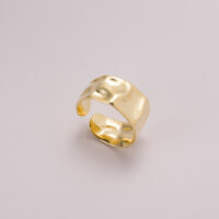 [925純銀]凹凸不規則開口設計戒指指環 - 黃金色, 開口可調節