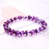 [紫紅千層瑩石]通透乾淨紫螢石手鍊 - 千層紫藍石, 9mm