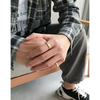 [925純銀]小眾褶皺紋戒指
