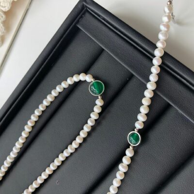 [925純銀]珍珠綠瑪瑙手鏈