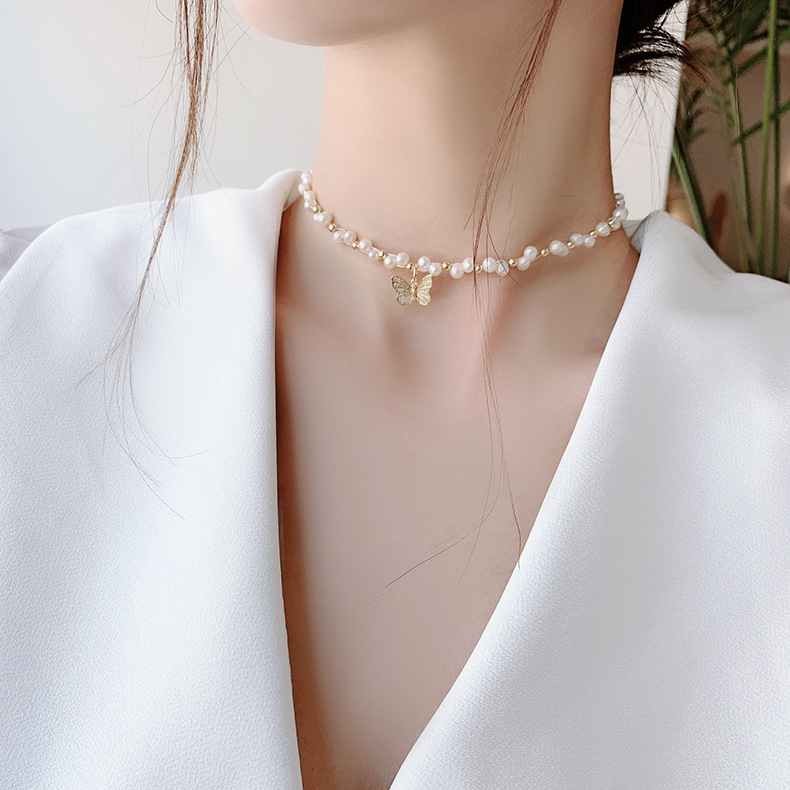 [珍珠]簡約森系蝴蝶珍珠手串項鍊