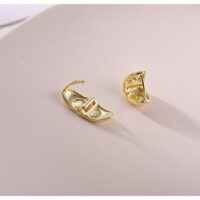 [925純銀]簡約金屬U型耳扣 - 黃金, 925銀