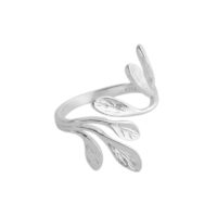 [925純銀]簡約橄欖樹葉戒指 - 银色【14號/可調節】, 口可調節节