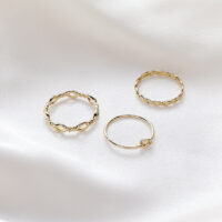 [銅]波紋麻花戒指套裝 - A 金色