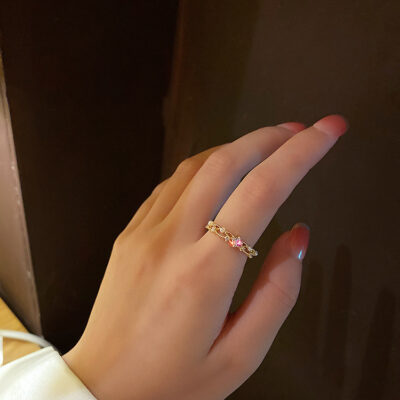 [合金]真金電鍍鑲鑽珍珠戒指