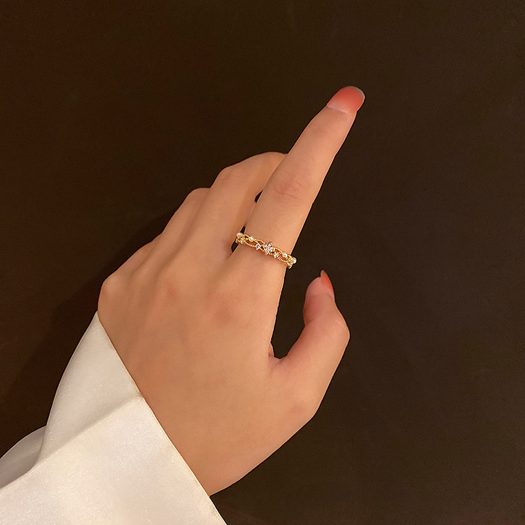 [合金]真金電鍍鑲鑽珍珠戒指