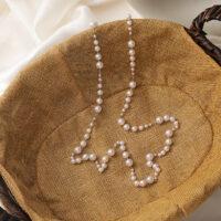 [合金]復古珍珠水晶串珠口罩鏈項鍊 - B 大小珍珠款