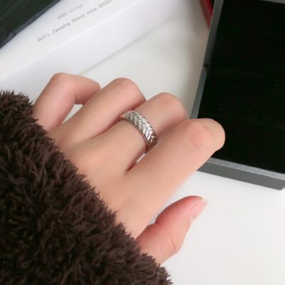 [925純銀]開口設計橄欖枝紋路戒指指環