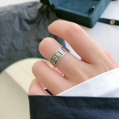 [925純銀]設計開口麻將戒指