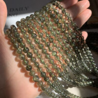 [碧璽+綠髮晶]髮絲三圈手鍊 - 精品碧璽綠髮晶, 6mm
