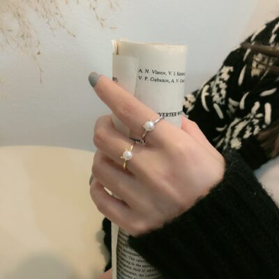 [925純銀]小牛珍珠開口戒指