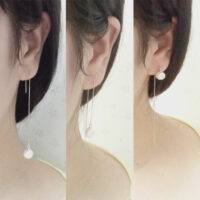 [925純銀]流蘇白珍珠耳線 - 6mm耳線壹對, 925銀