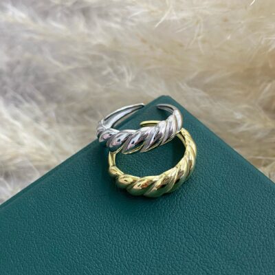 [925純銀]法式牛角包戒指