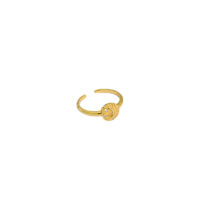 [925純銀]小眾微鑲鋯石戒指 - JT412金色【14號/可調節】, 開口可調節