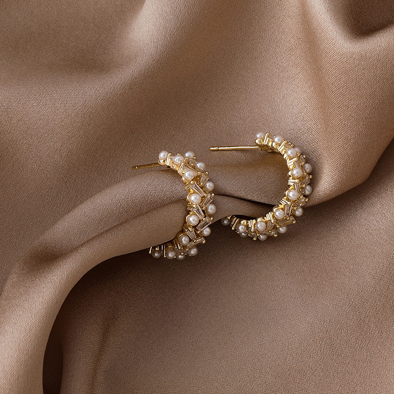 [925銀針]復古珍珠優雅耳環