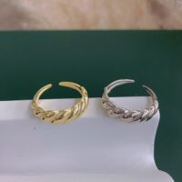 [925純銀]法式牛角包戒指 - 銀色